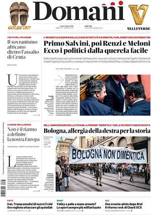 Prima pagina Domani di oggi - Quotidiano nazionale