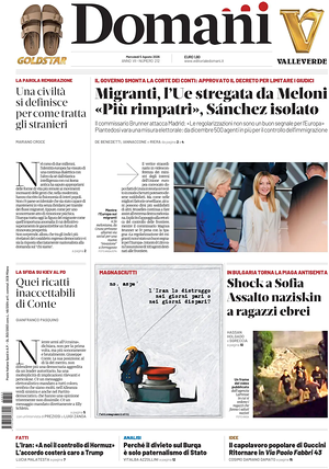 Prima pagina Domani di oggi - Quotidiano nazionale