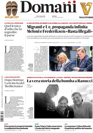 Prima pagina Domani di oggi - Quotidiano nazionale