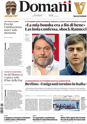 Prima pagina Domani di oggi - Quotidiano nazionale