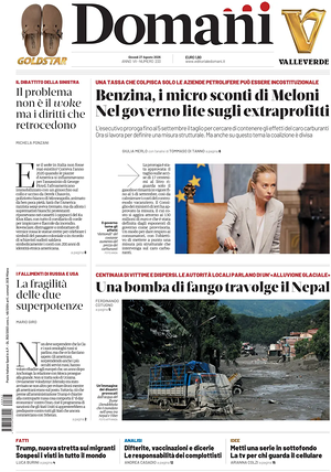 Prima pagina Domani di oggi - Quotidiano nazionale