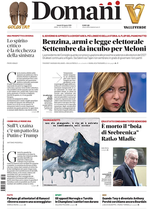 Prima pagina Domani di oggi - Quotidiano nazionale