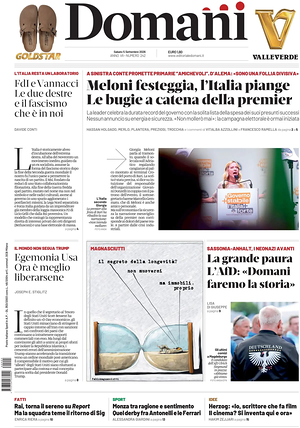 Prima pagina Domani di oggi - Quotidiano nazionale