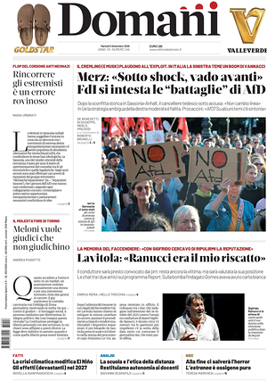 Prima pagina Domani di oggi - Quotidiano nazionale