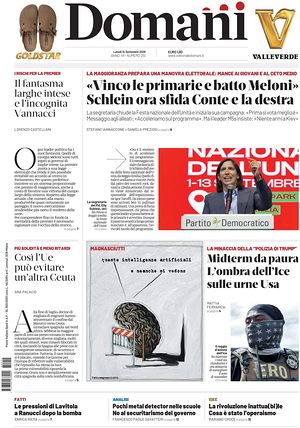 Prima pagina Domani di oggi - Quotidiano nazionale