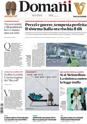 Prima pagina Domani di oggi - Quotidiano nazionale
