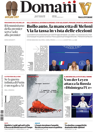 Prima pagina Domani di oggi - Quotidiano nazionale
