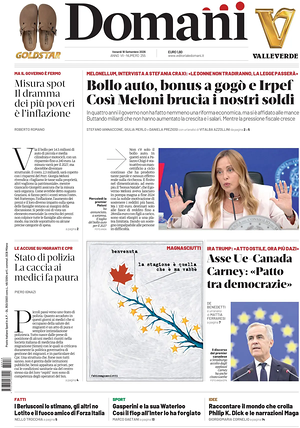 Prima pagina Domani di oggi - Quotidiano nazionale