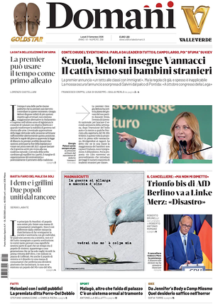 Prima pagina Domani di oggi - Quotidiano nazionale