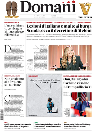 Prima pagina Domani di oggi - Quotidiano nazionale