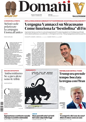 Prima pagina Domani di oggi - Quotidiano nazionale