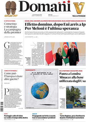 Prima pagina Domani di oggi - Quotidiano nazionale