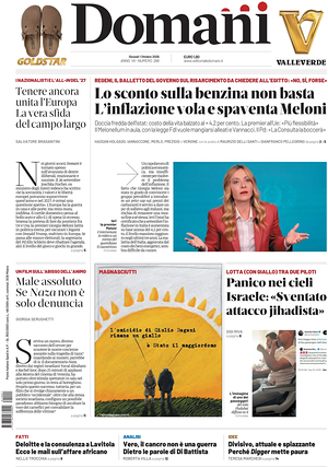 Prima pagina Domani di oggi - Quotidiano nazionale