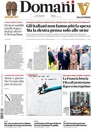 Prima pagina Domani di oggi - Quotidiano nazionale