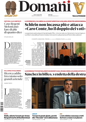 Prima pagina Domani di oggi - Quotidiano nazionale
