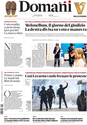 Prima pagina Domani di oggi - Quotidiano nazionale