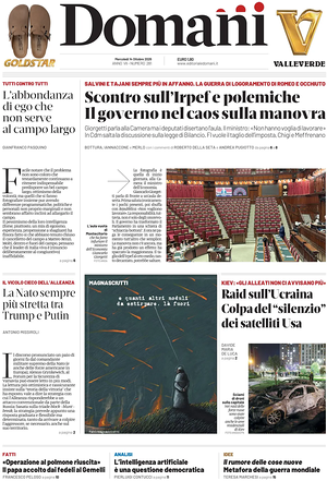 Prima pagina Domani di oggi - Quotidiano nazionale