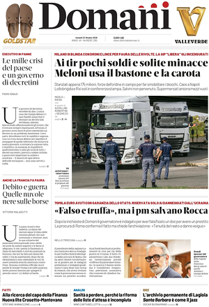 Prima pagina Domani di oggi - Quotidiano nazionale
