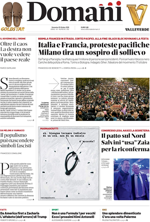 Prima pagina Domani di oggi - Quotidiano nazionale