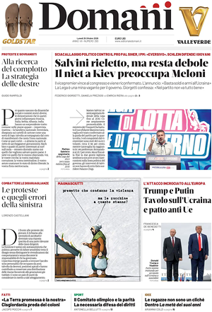 Prima pagina Domani di oggi - Quotidiano nazionale