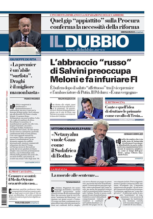Prima pagina Il Dubbio di oggi - Quotidiano nazionale