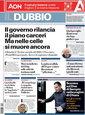 Prima pagina Il Dubbio di oggi - Quotidiano nazionale