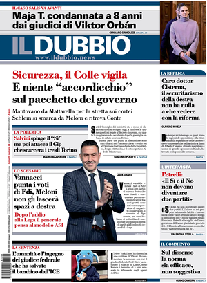 Prima pagina Il Dubbio di oggi - Quotidiano nazionale