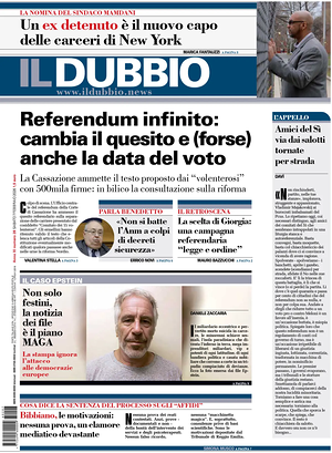 Prima pagina Il Dubbio di oggi - Quotidiano nazionale