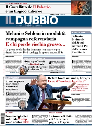 Prima pagina Il Dubbio di oggi - Quotidiano nazionale