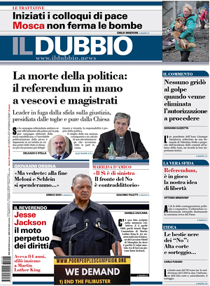 Prima pagina Il Dubbio di oggi - Quotidiano nazionale