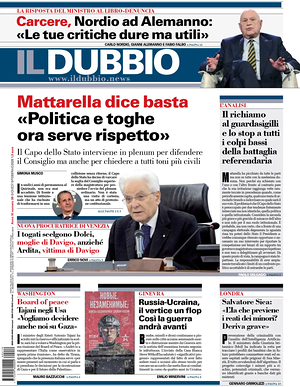 Prima pagina Il Dubbio di oggi - Quotidiano nazionale