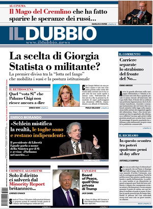 Prima pagina Il Dubbio di oggi - Quotidiano nazionale