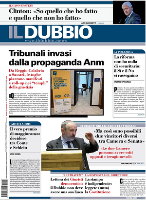 Prima pagina Il Dubbio di oggi - Quotidiano nazionale