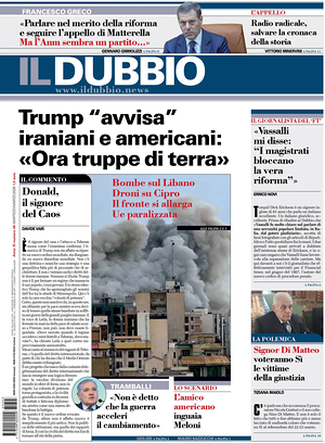 Prima pagina Il Dubbio di oggi - Quotidiano nazionale