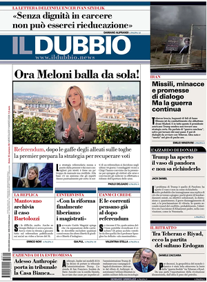 Prima pagina Il Dubbio di oggi - Quotidiano nazionale