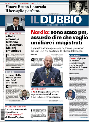 Prima pagina Il Dubbio di oggi - Quotidiano nazionale