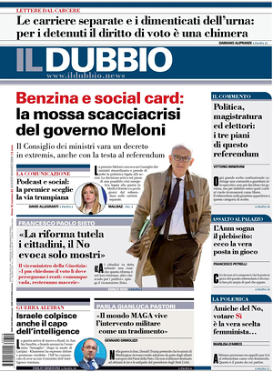 Prima pagina Il Dubbio di oggi - Quotidiano nazionale