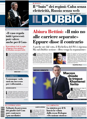 Prima pagina Il Dubbio di oggi - Quotidiano nazionale