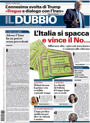 Prima pagina Il Dubbio di oggi - Quotidiano nazionale