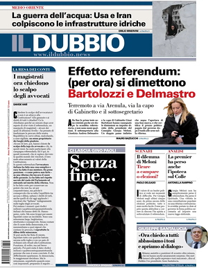Prima pagina Il Dubbio di oggi - Quotidiano nazionale
