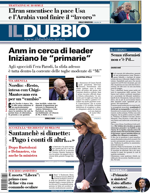 Prima pagina Il Dubbio di oggi - Quotidiano nazionale