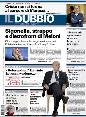 Prima pagina Il Dubbio di oggi - Quotidiano nazionale