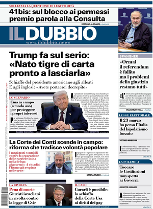 Prima pagina Il Dubbio di oggi - Quotidiano nazionale