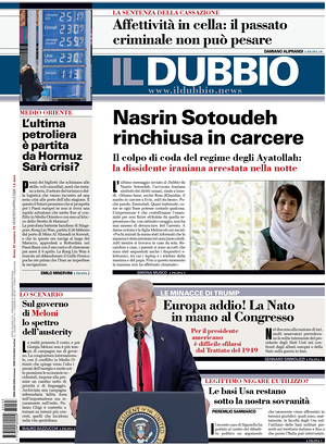 Prima pagina Il Dubbio di oggi - Quotidiano nazionale