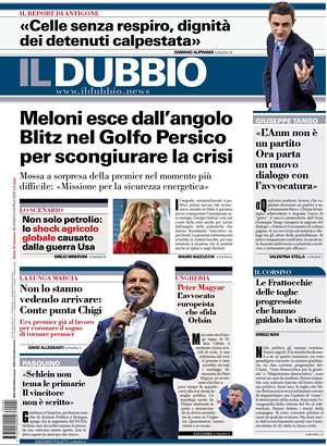 Prima pagina Il Dubbio di oggi - Quotidiano nazionale