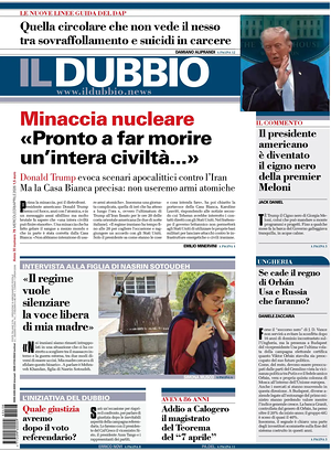 Prima pagina Il Dubbio di oggi - Quotidiano nazionale