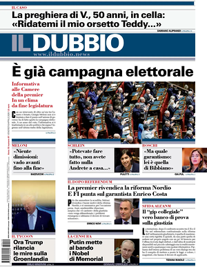 Prima pagina Il Dubbio di oggi - Quotidiano nazionale