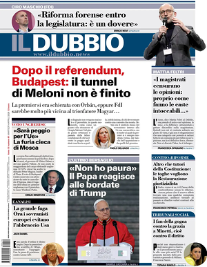 Prima pagina Il Dubbio di oggi - Quotidiano nazionale