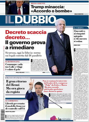 Prima pagina Il Dubbio di oggi - Quotidiano nazionale