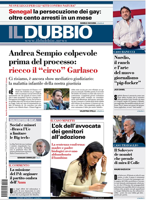 Prima pagina Il Dubbio di oggi - Quotidiano nazionale